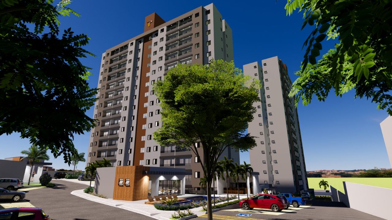 Fachada contemporânea das torres do ONI MARROCOS em tons terracota, areia e grafite